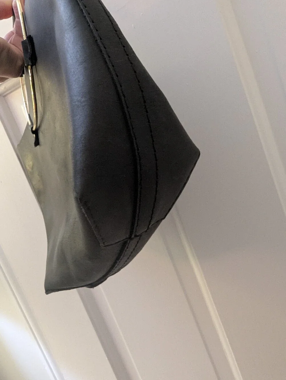 Anthropologie Black Tribe Alive Suede Lux Handbag Gold Handles